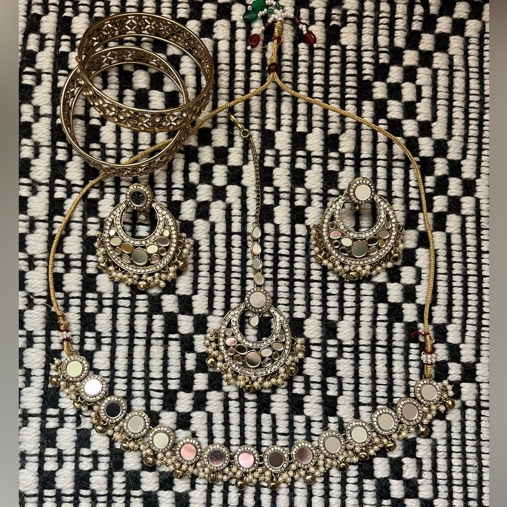 Indian Elegant Gold and Silver Jewelry Set